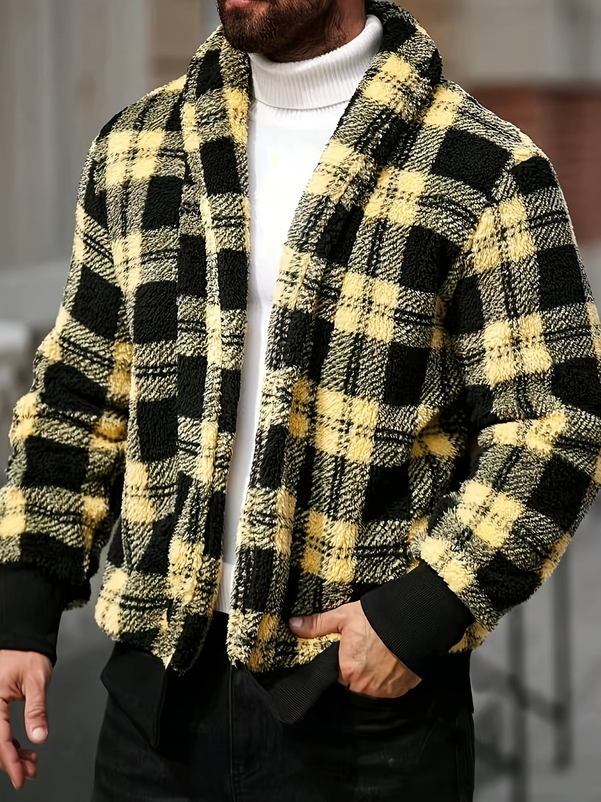 Men's Soft Brushed Check Relaxed-Fit Jacket