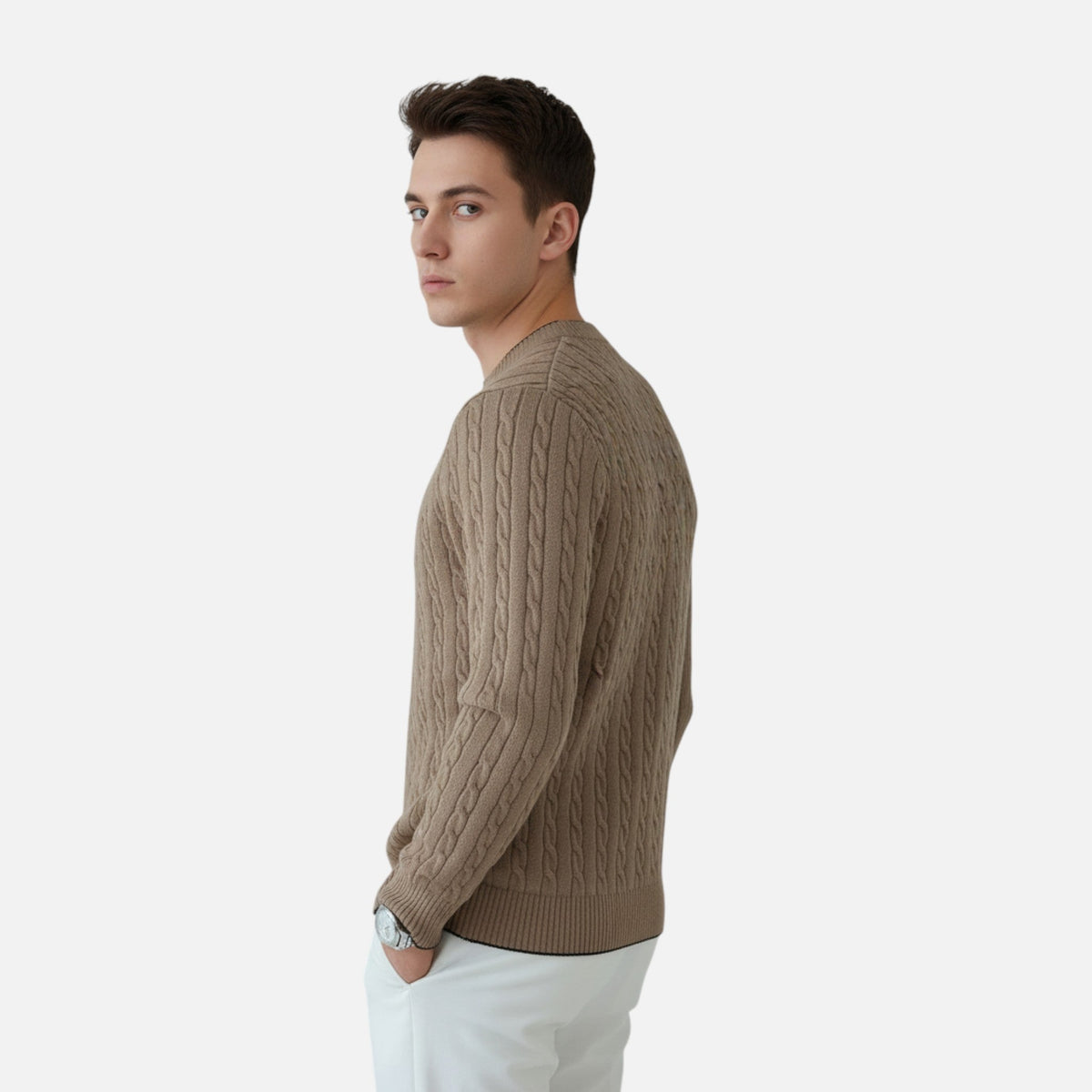Men's Ribbed Knit Crew Sweater - Black