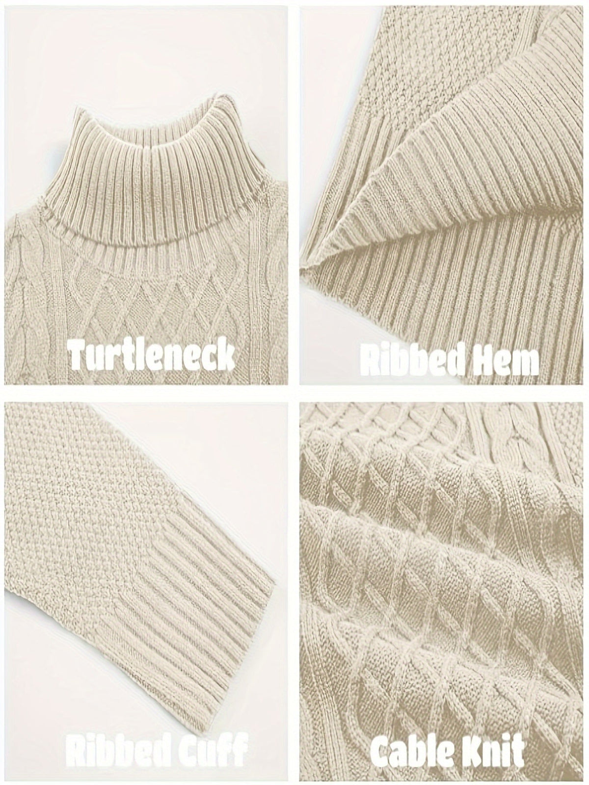 Women's Classic Cable-Knit Turtleneck Sweater in Plus Sizes