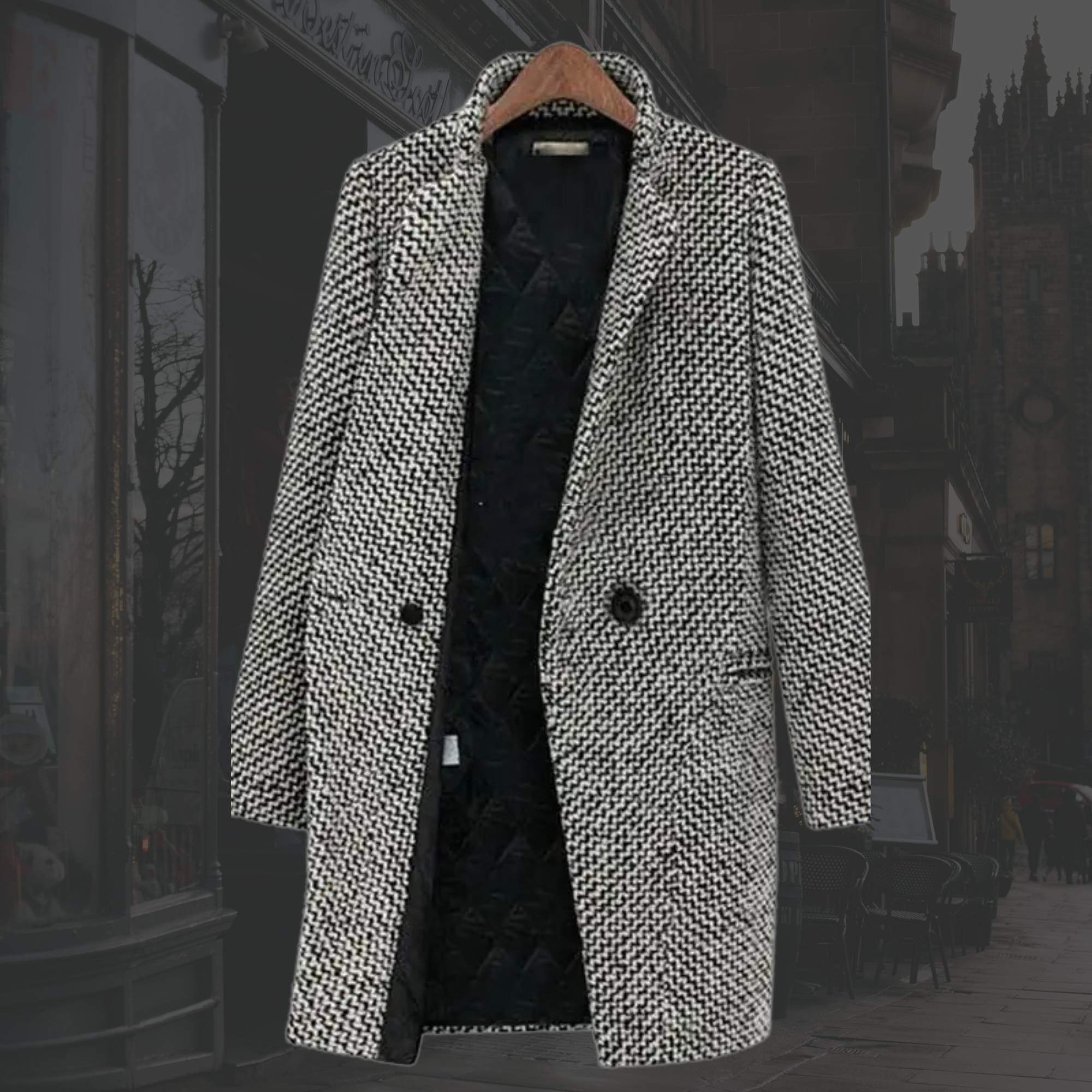 Women's Long V-Neck Single-Button Winter Coat