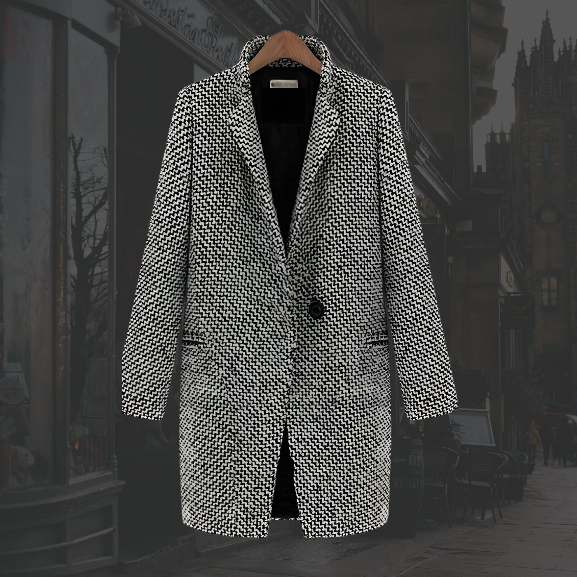 Women's Long V-Neck Single-Button Winter Coat