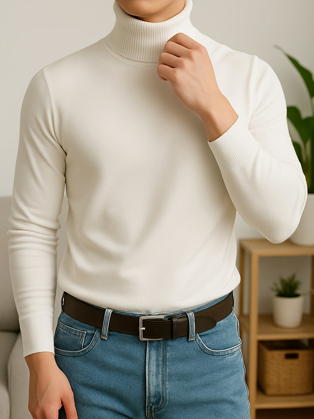 Men's Ribbed Roll-Neck Sweater