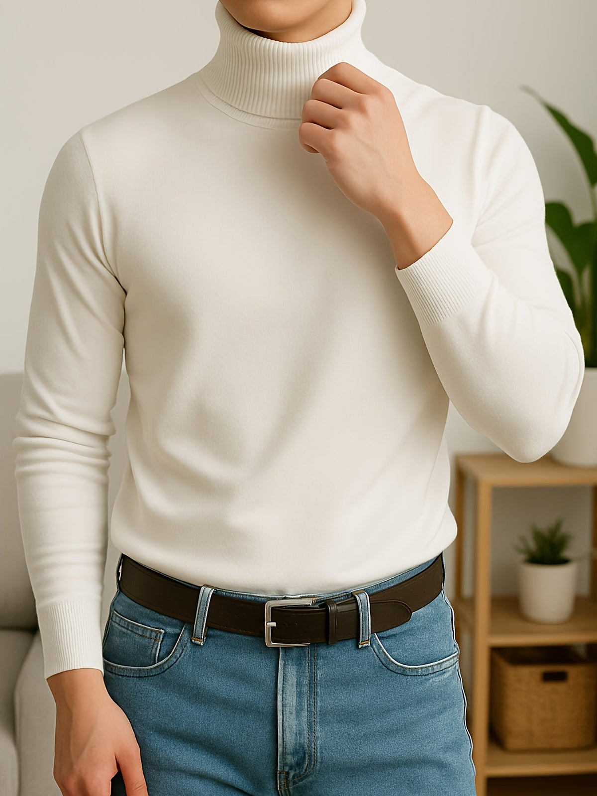 Men's Ribbed Roll-Neck Sweater