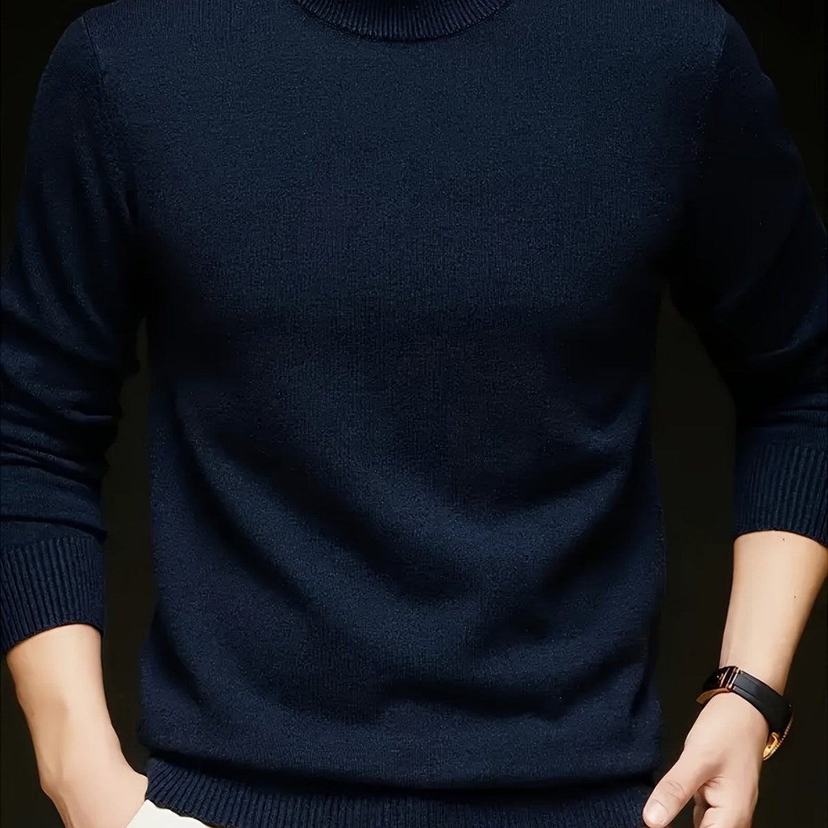 Men's Slim-Fit Ribbed Mock Neck Knit Sweater