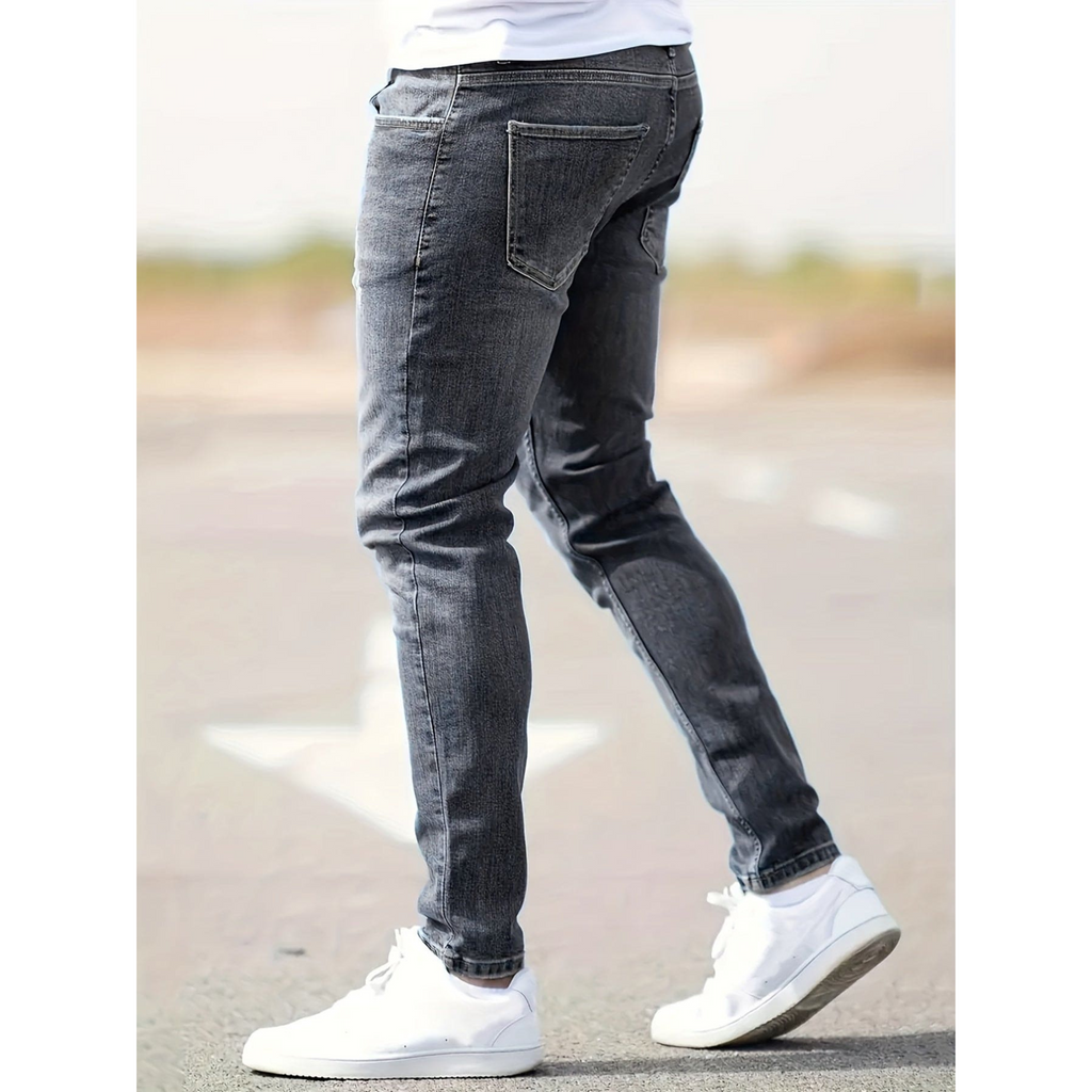 Men's Distressed Slim Fit Stretch Denim Jeans