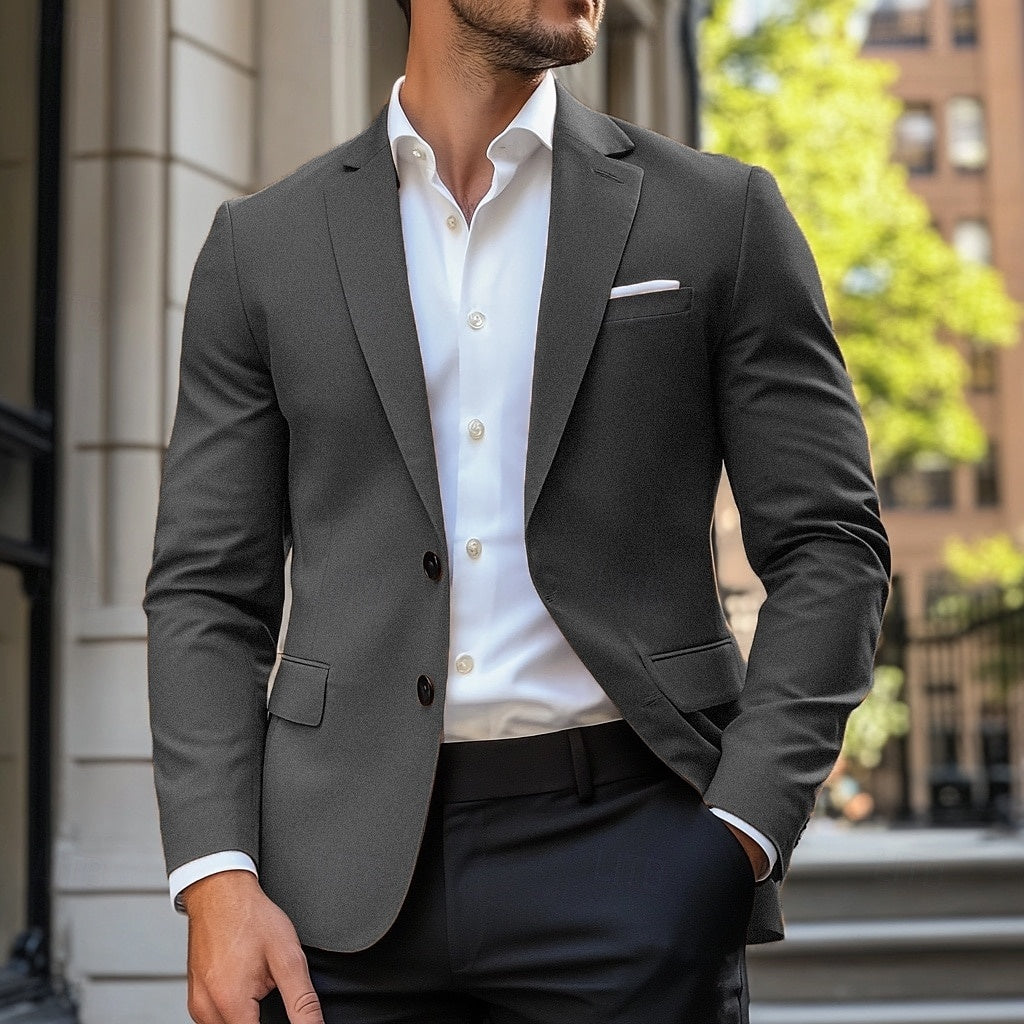 Men's Casual Standard Fit Single-Breasted Jacket - Dark Gray