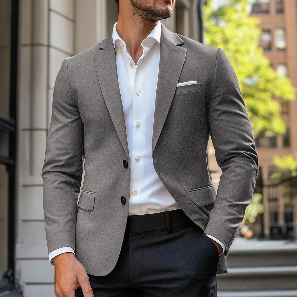 Men's Casual Standard Fit Single-Breasted Jacket - Light Gray