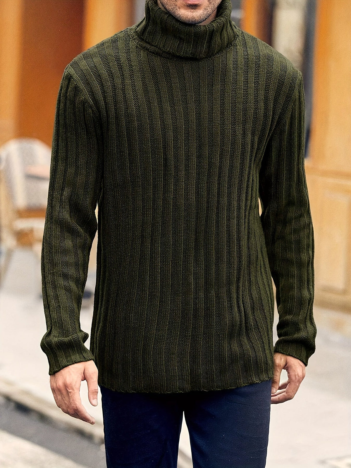 Women's Ribbed High Neck Relaxed Pullover Sweater