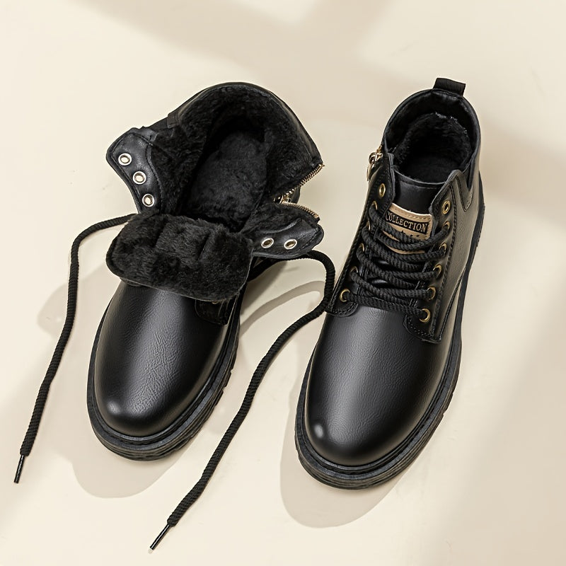 Men's Plush-Lined High-Top Boots - Black Fleece