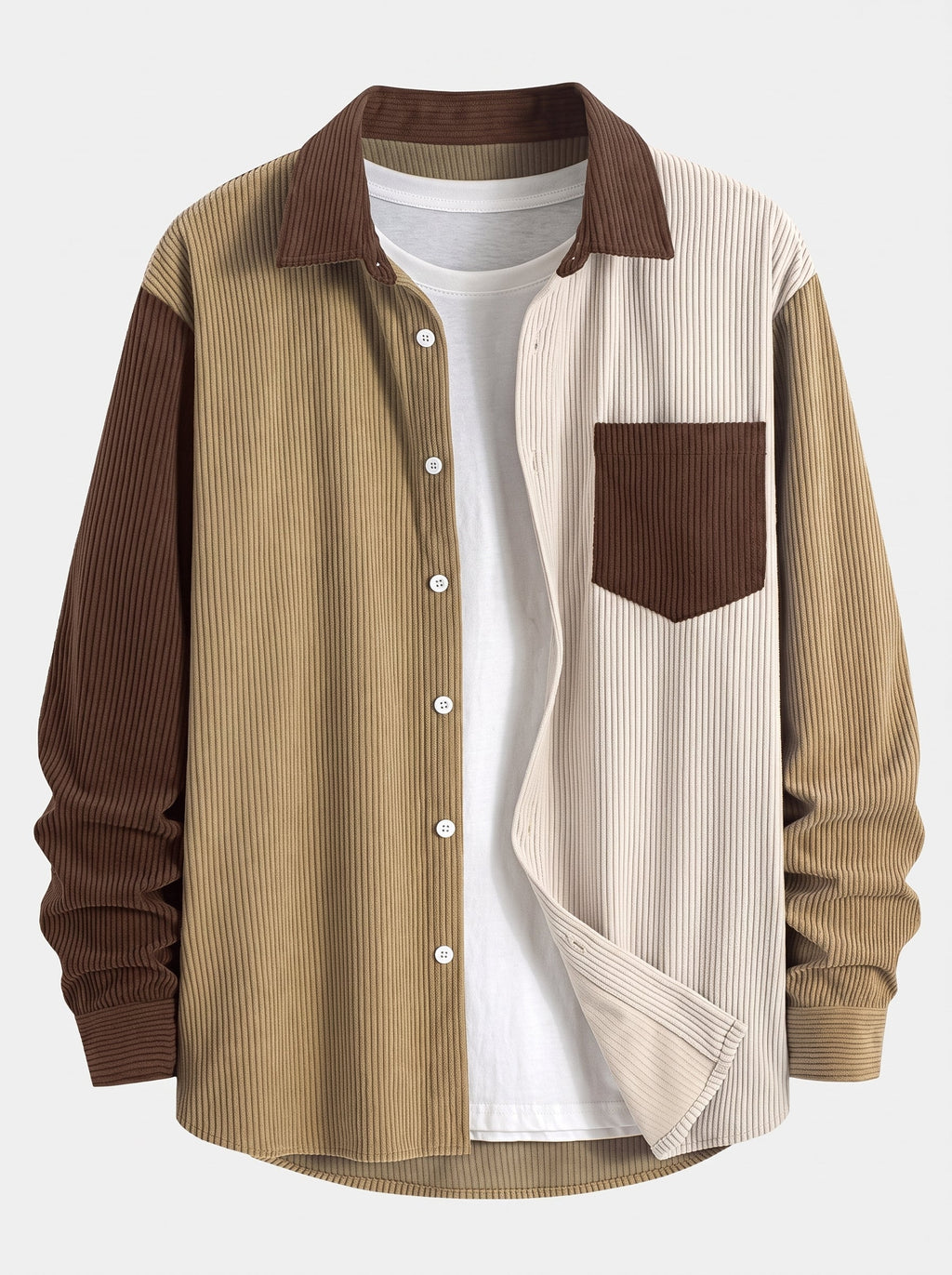 Men's Corduroy Shirt and Straight-Leg Trousers Set