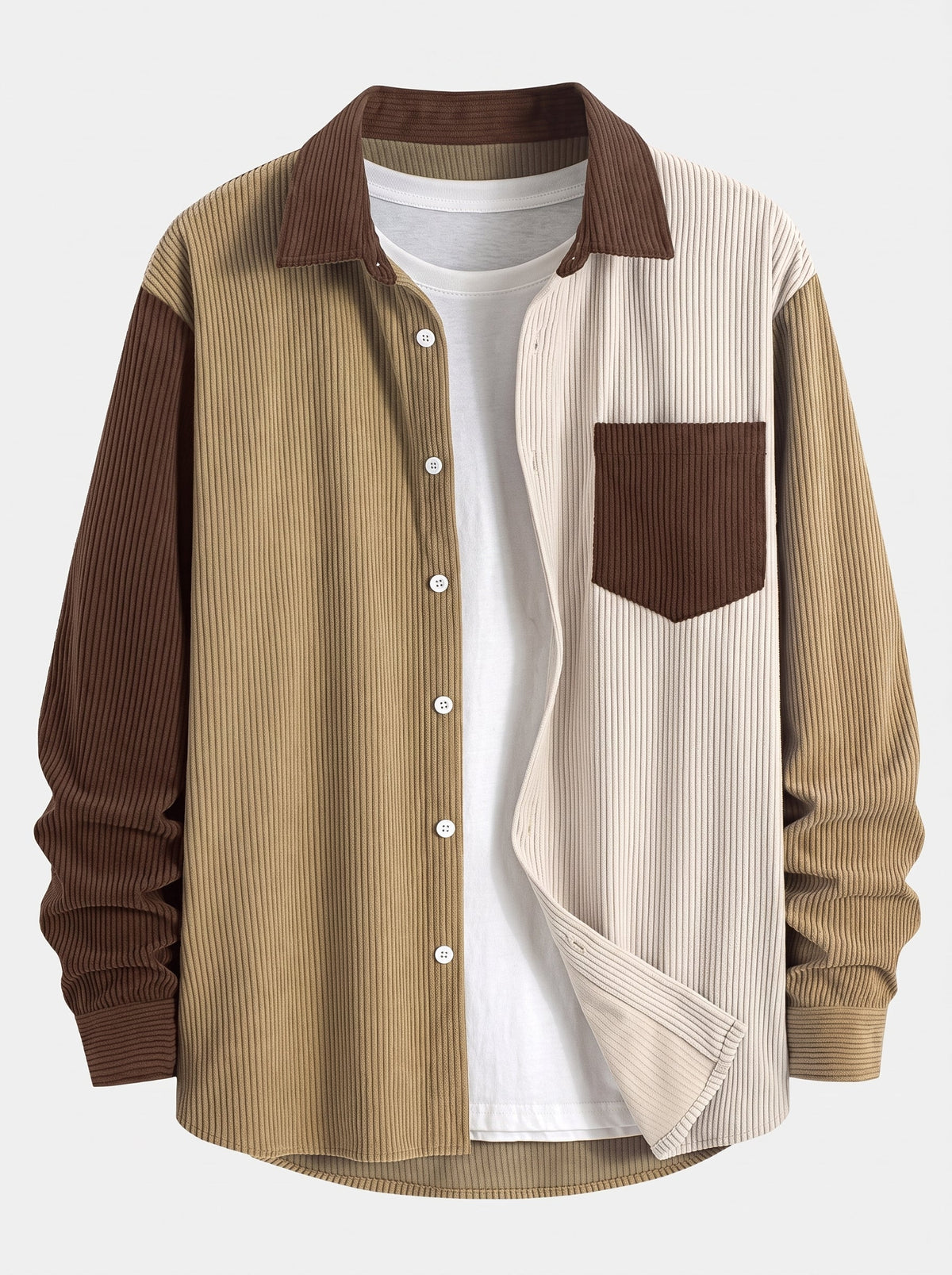 Men's Corduroy Shirt and Straight-Leg Trousers Set