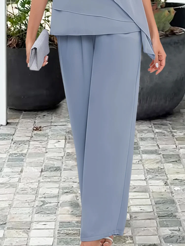 Women's Draped Overlay Two-Piece Pants Set