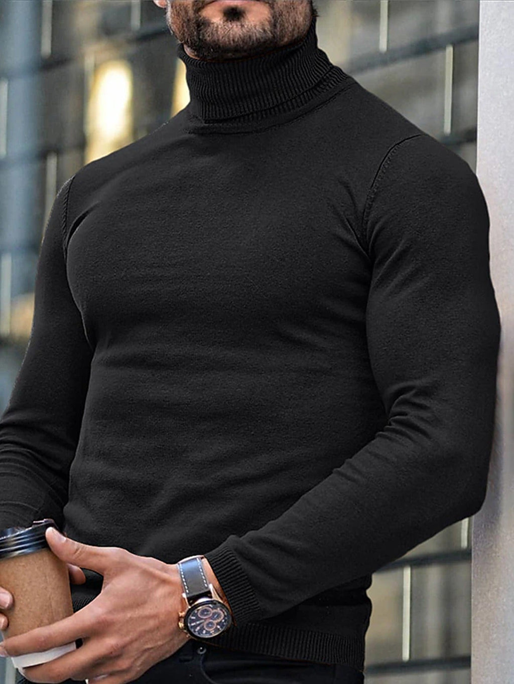 Men's High Neck Tailored Turtleneck Sweater