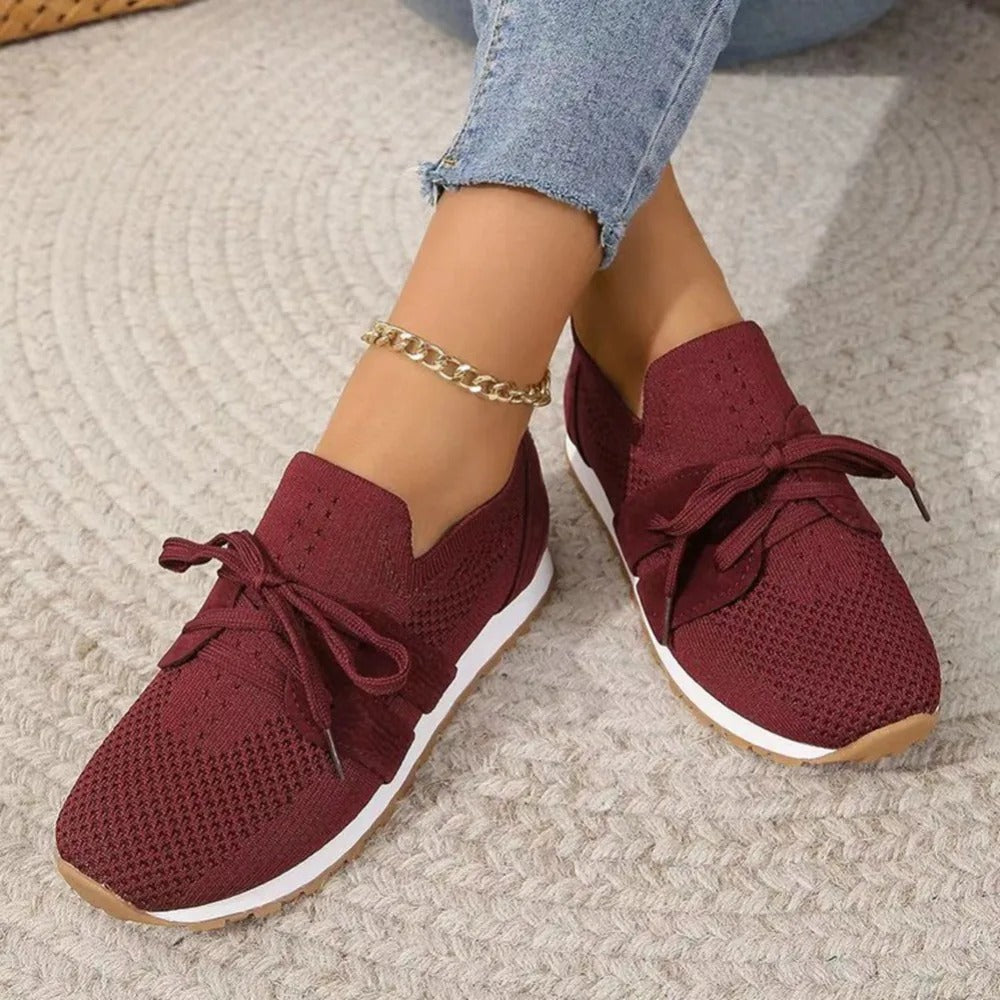 Women's Orthopedic Slip-On Sneakers with Lace Detail