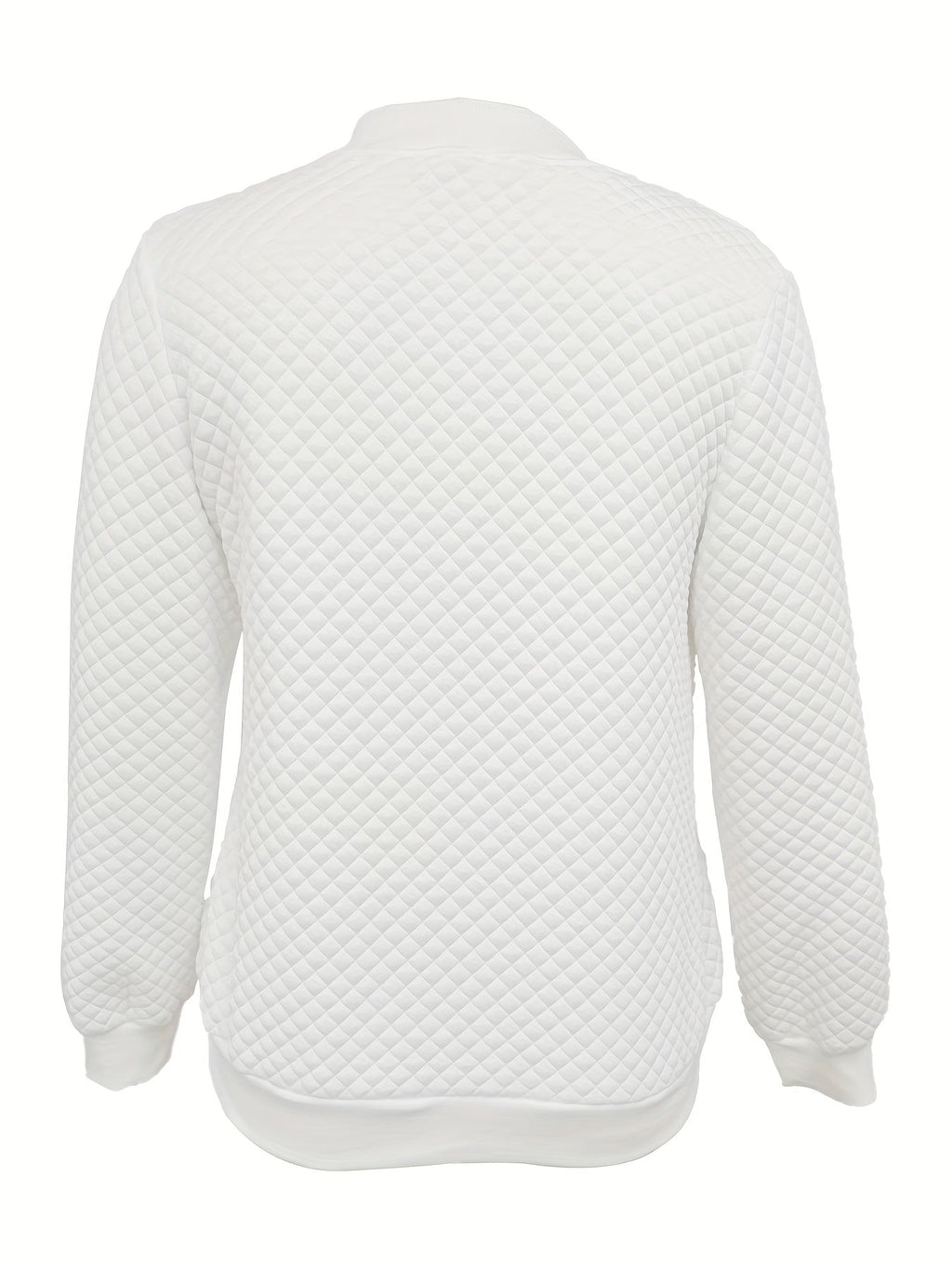 Women's Quilted-Texture Baseball Collar Jacket - White