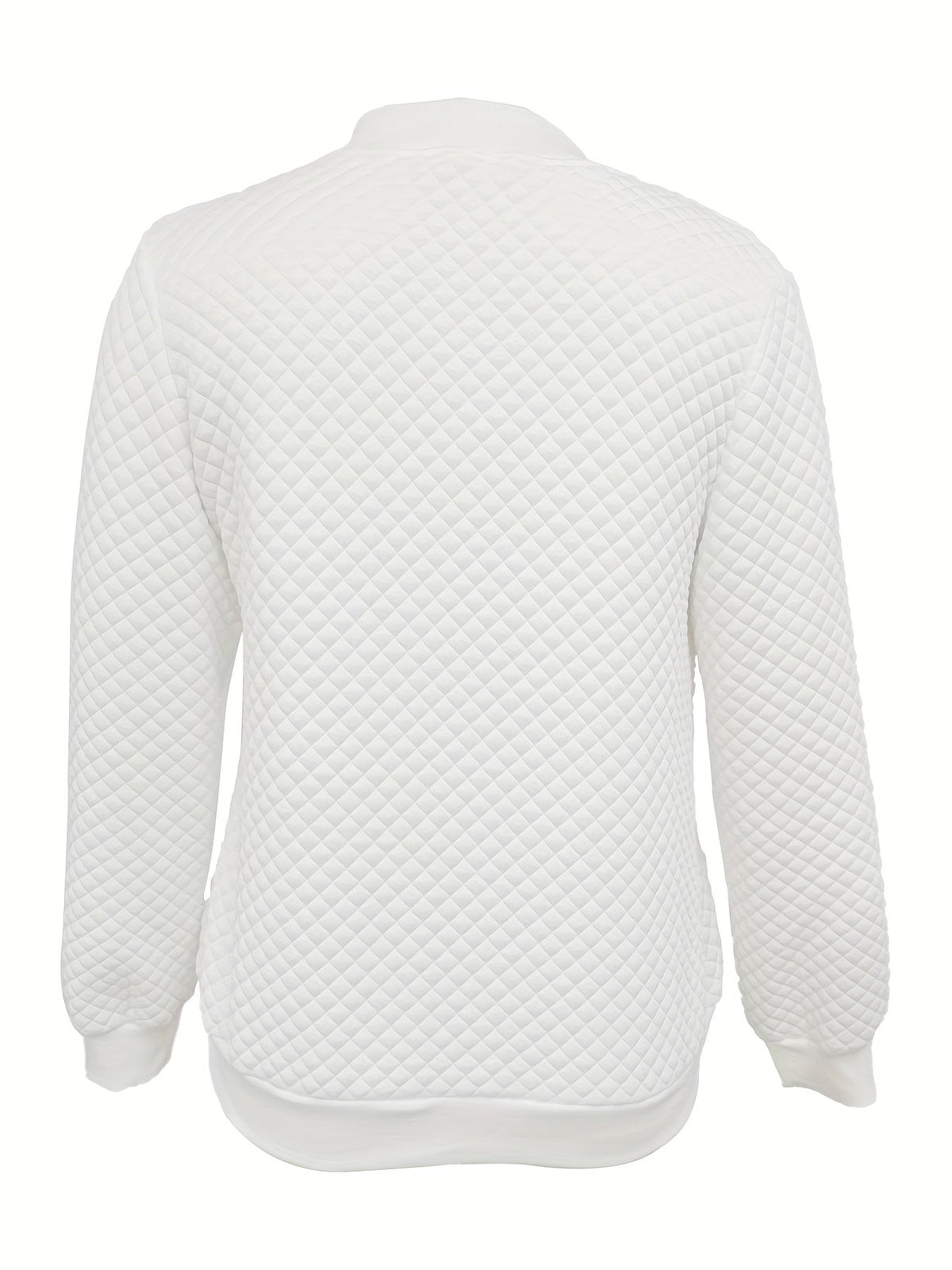 Women's Quilted-Texture Baseball Collar Jacket - White