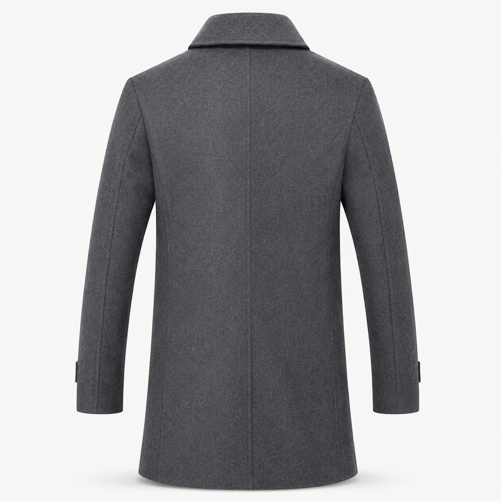 Men's Double-Breasted Tweed Overcoat with Wide Lapels