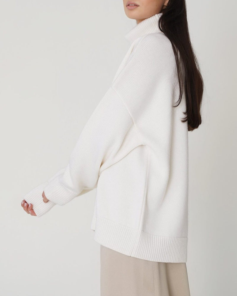 Women's Oversized Turtleneck Sweater Relaxed Winter Knit for Everyday Layering