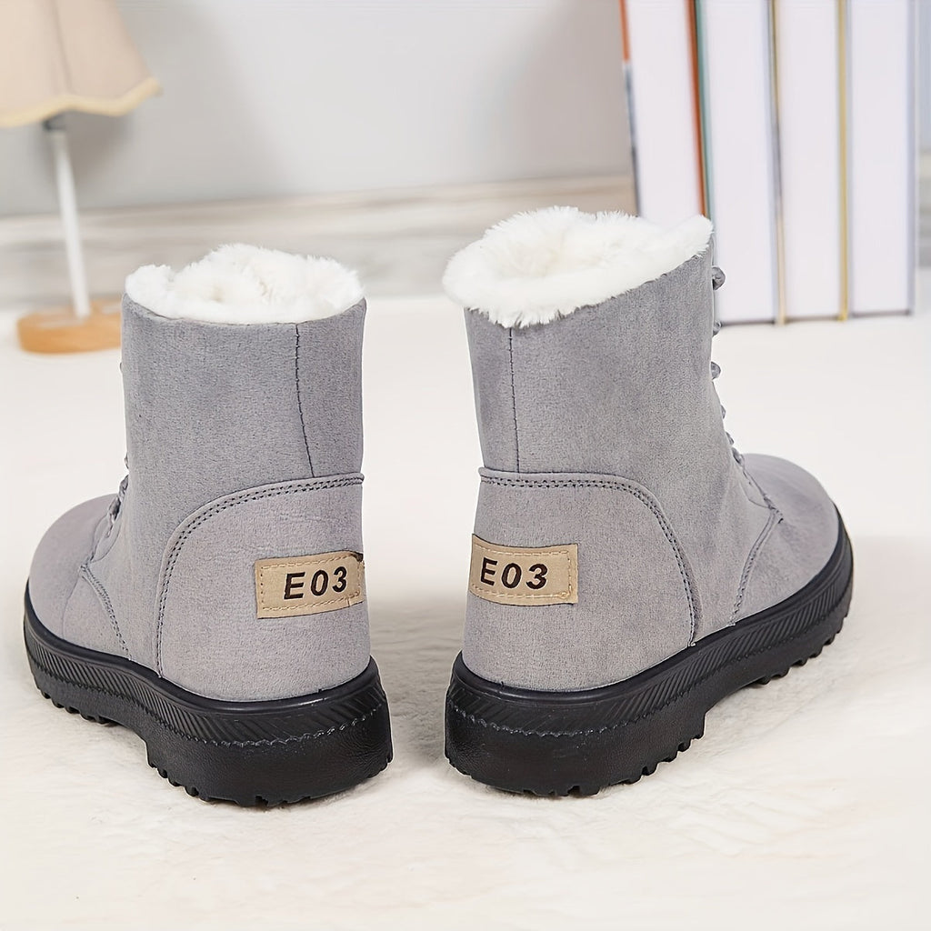 Women's Plush-Lined Lace-Up Winter Ankle Boots