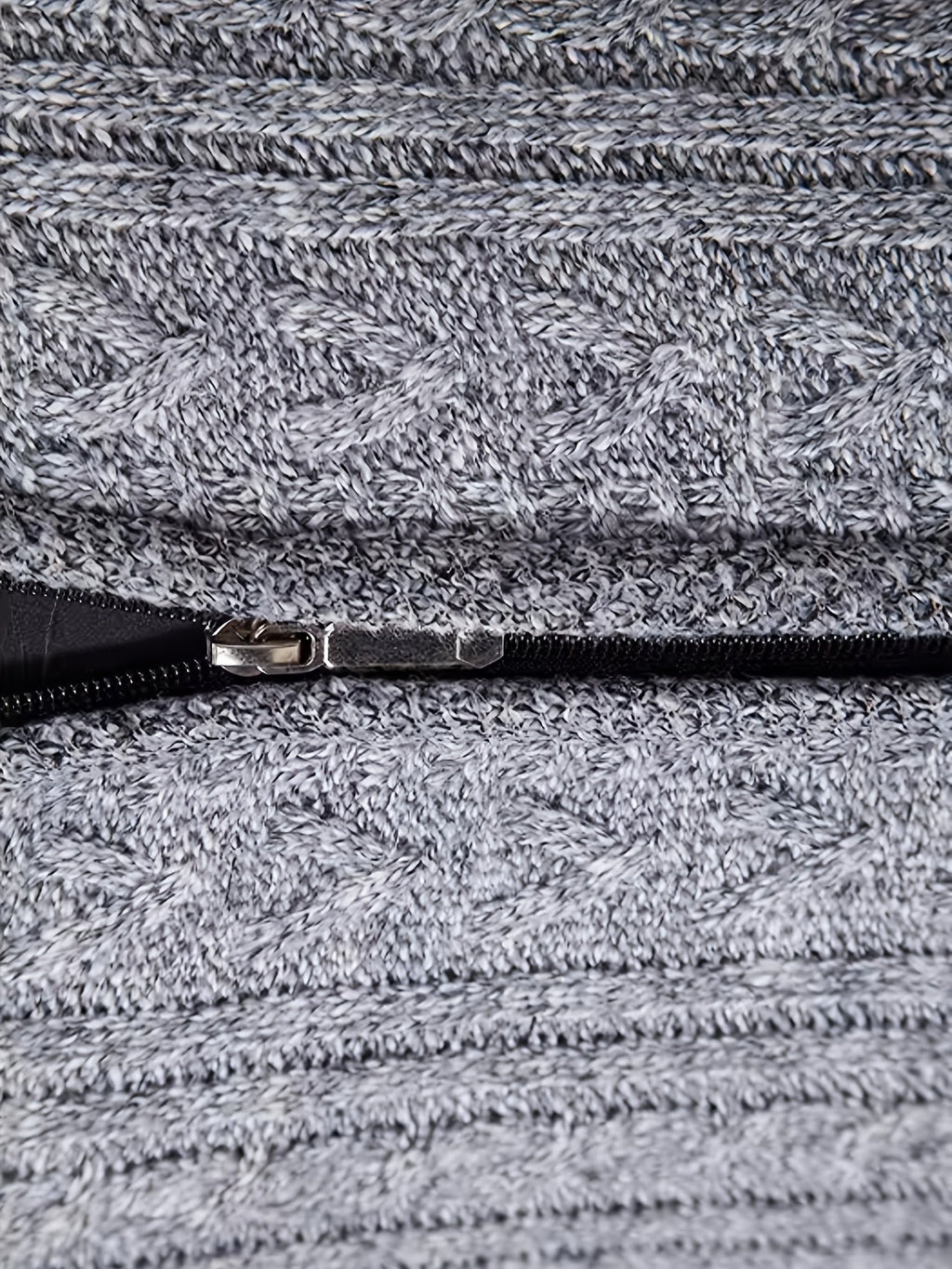 Men's Cable-Knit Stand Collar Full-Zip Cardigan