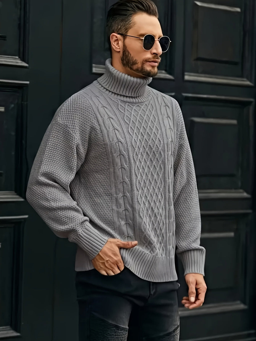 Women's Classic Cable-Knit Turtleneck Sweater in Plus Sizes