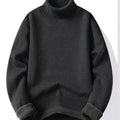 Men's Lined Roll Neck Pullover Sweater - Black