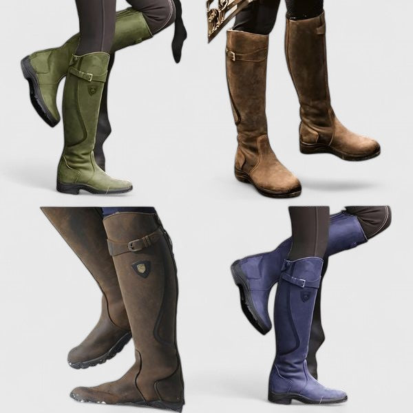 Women's Structured Boots with Buckle Accent