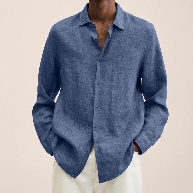 Men's Long-Sleeve Button-Up Shirt - Blue
