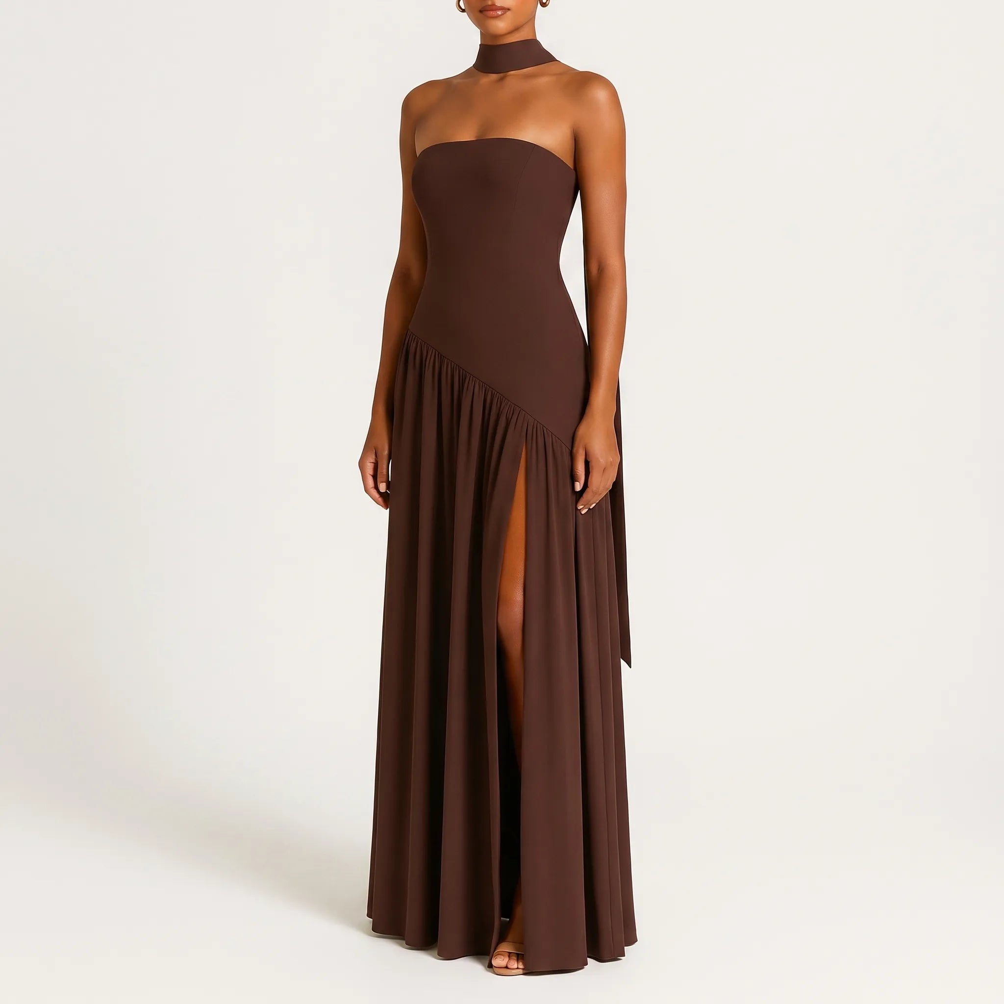 Strapless Maxi Dress with Choker Detail