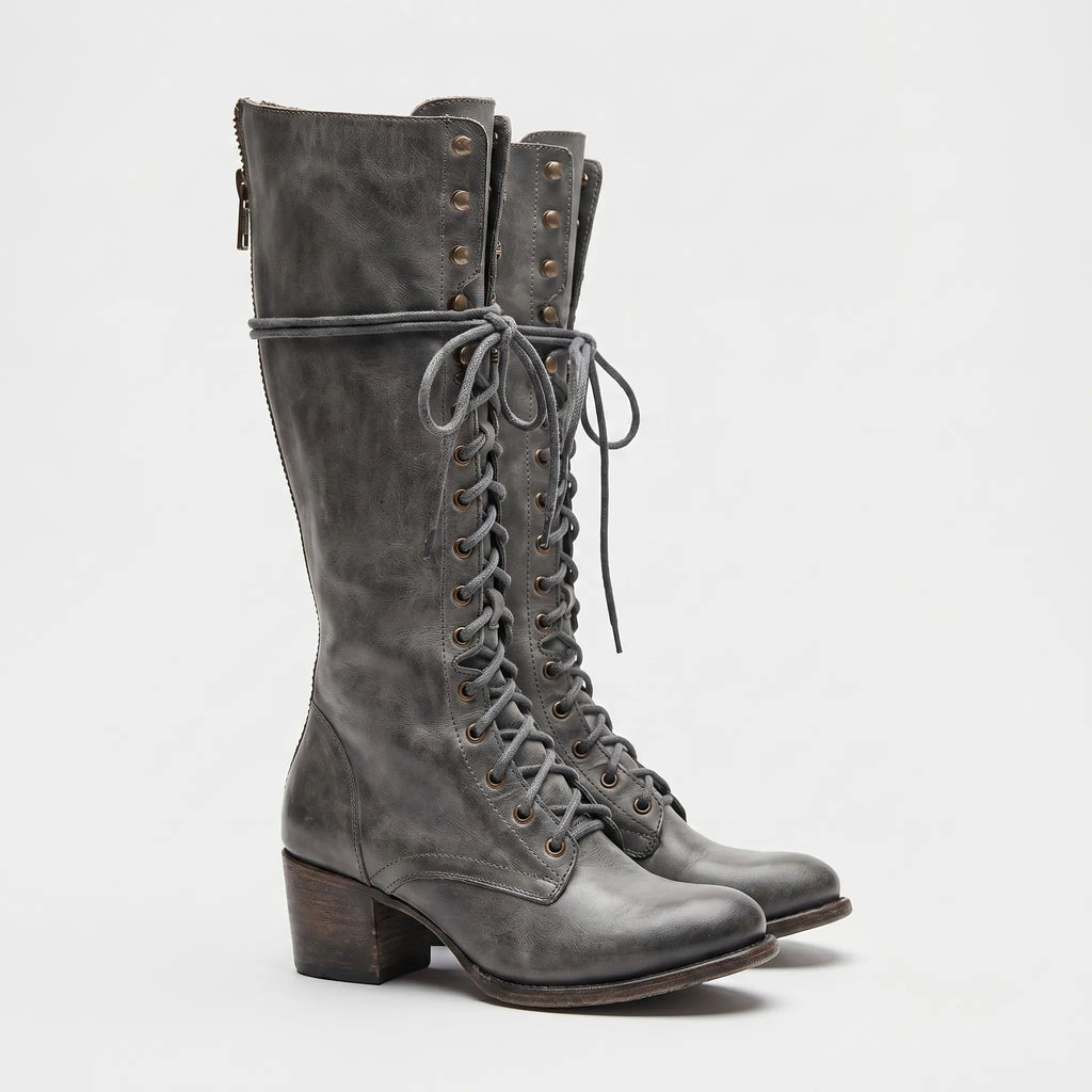 Lace Up Knee High Boots