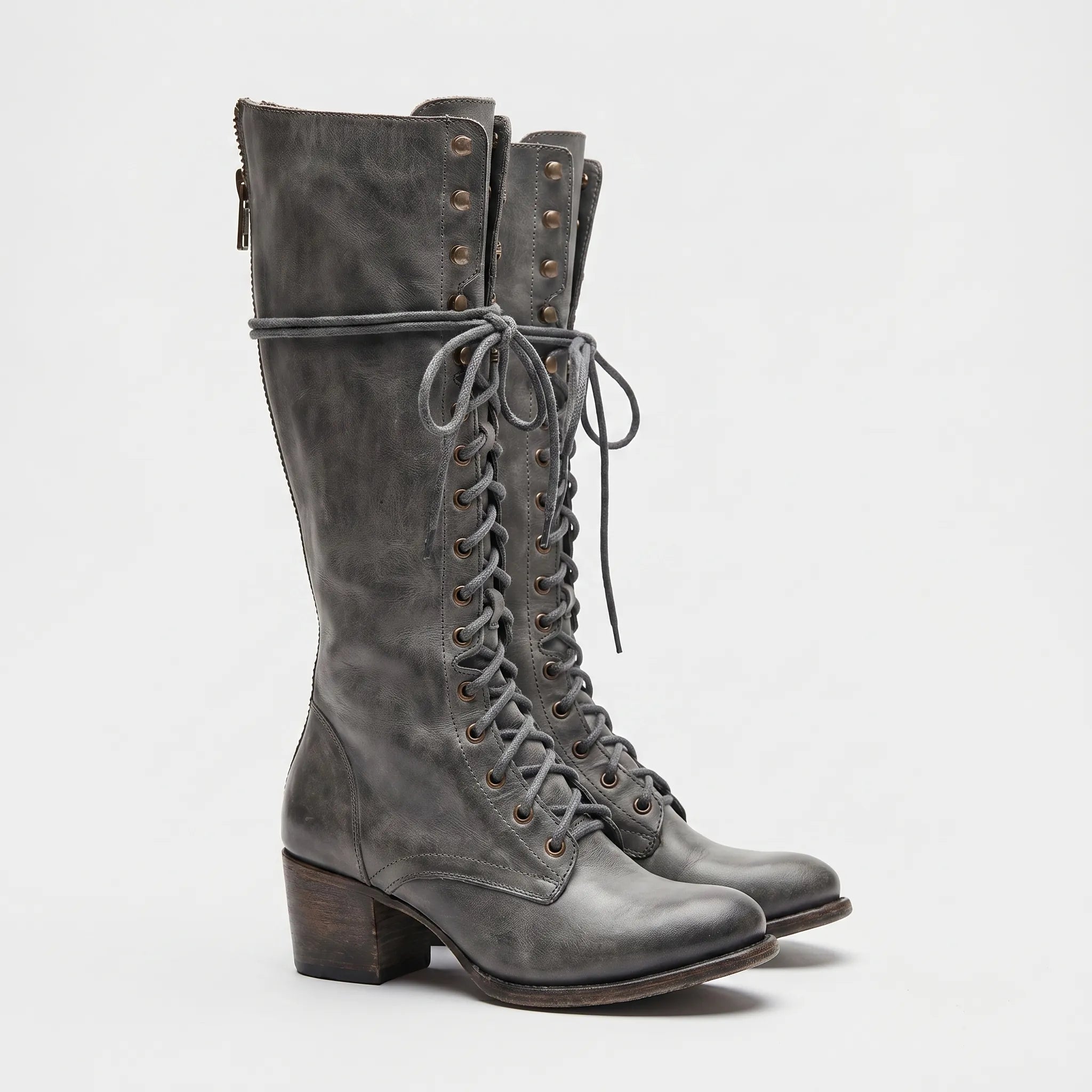 Lace Up Knee High Boots