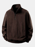 Men's Corduroy Quarter-Zip Raglan Sweatshirt - Dark Brown