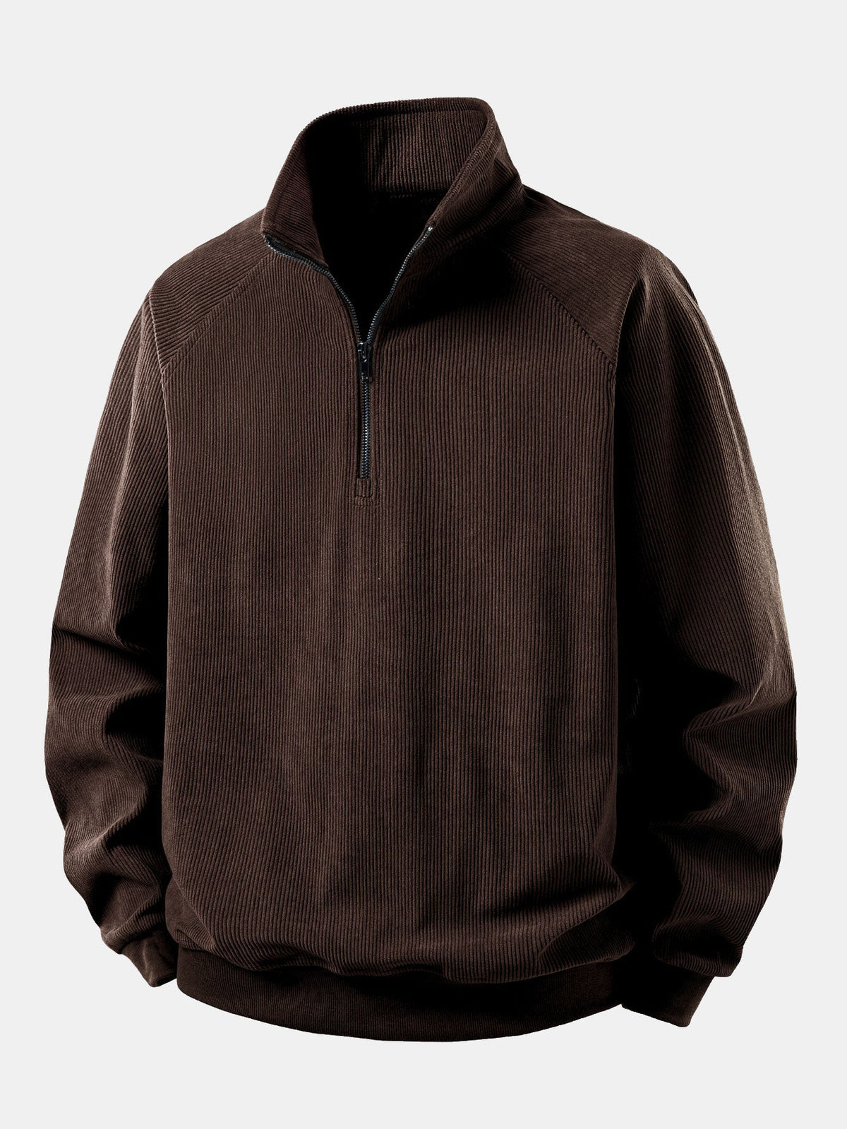 Men's Corduroy Quarter-Zip Raglan Sweatshirt - Dark Brown