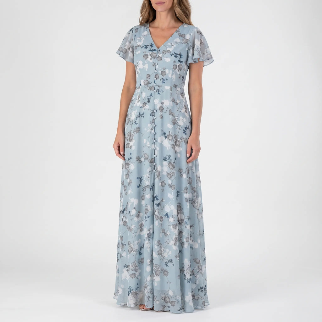 Women's Floral Wrap Maxi Dress - Elegant Summer Occasion