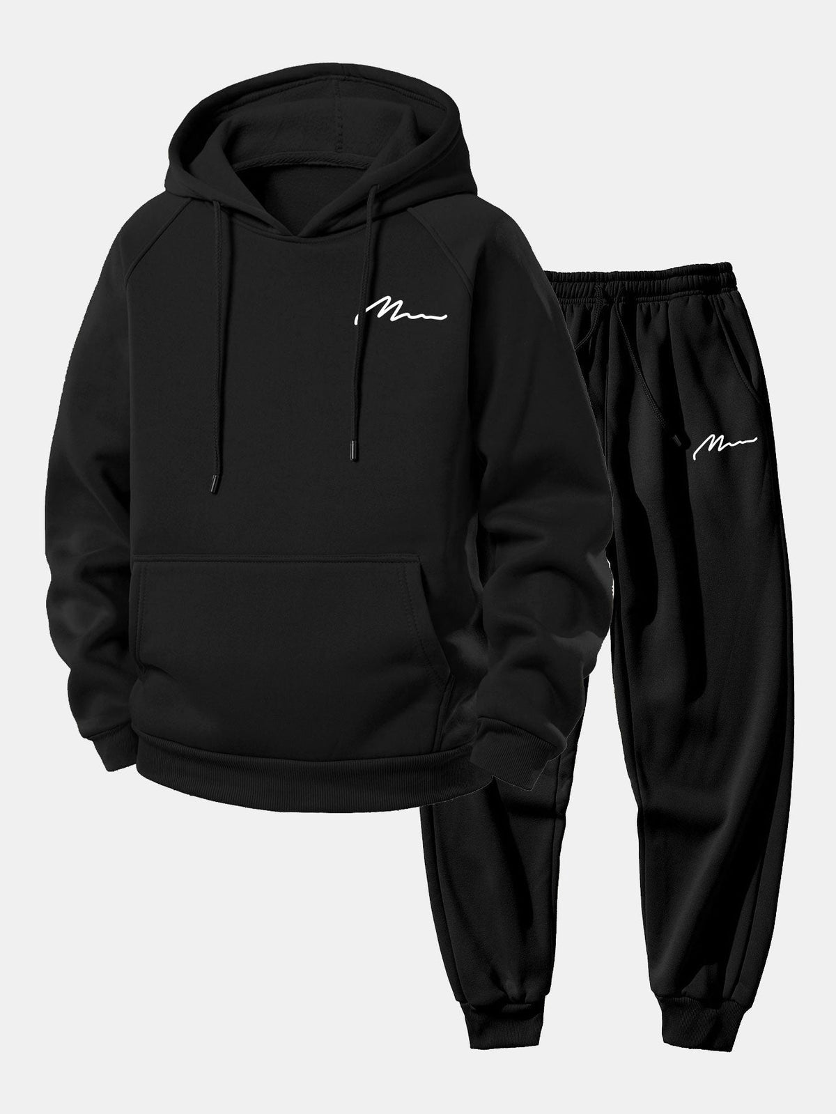 Men's Pullover Hoodie and Tapered Jogger Tracksuit - Light Brown