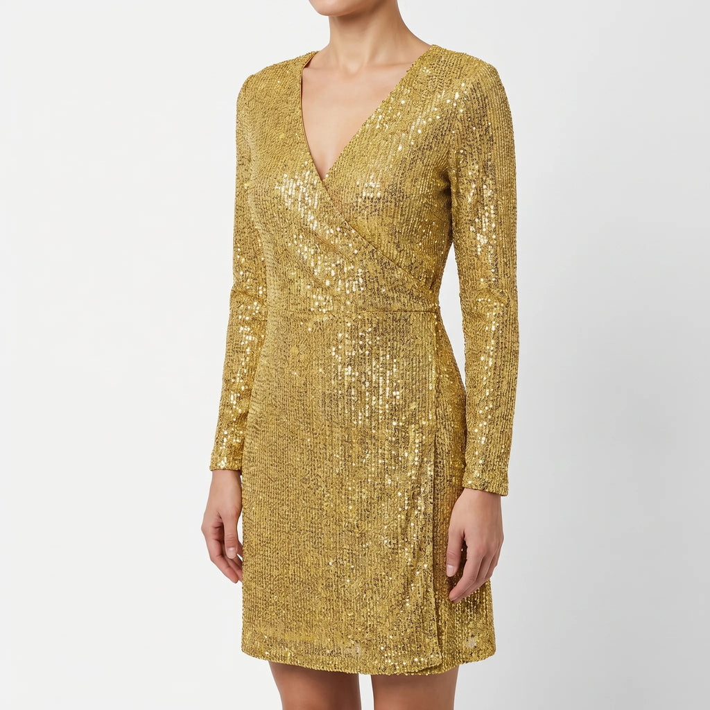 Sparkle V-Neck Wrap Dress