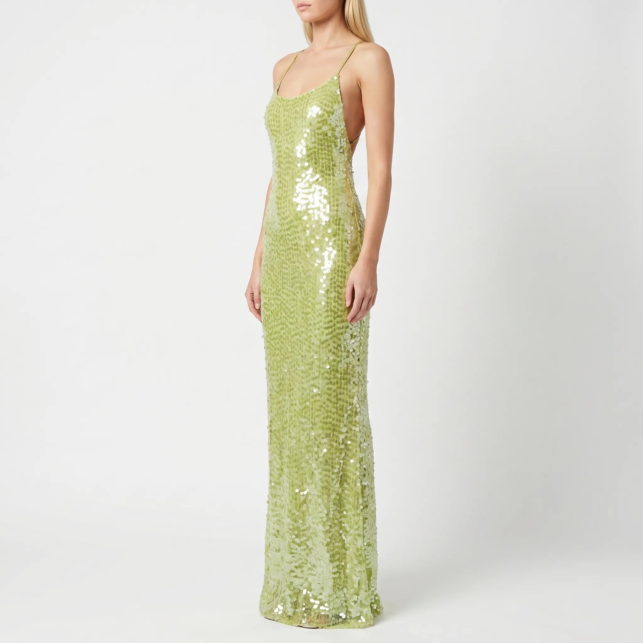 Sequin Open-Back Maxi Dress