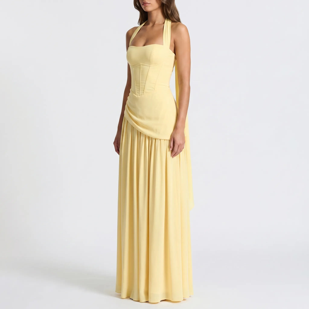 Strapless High-Low Maxi Dress