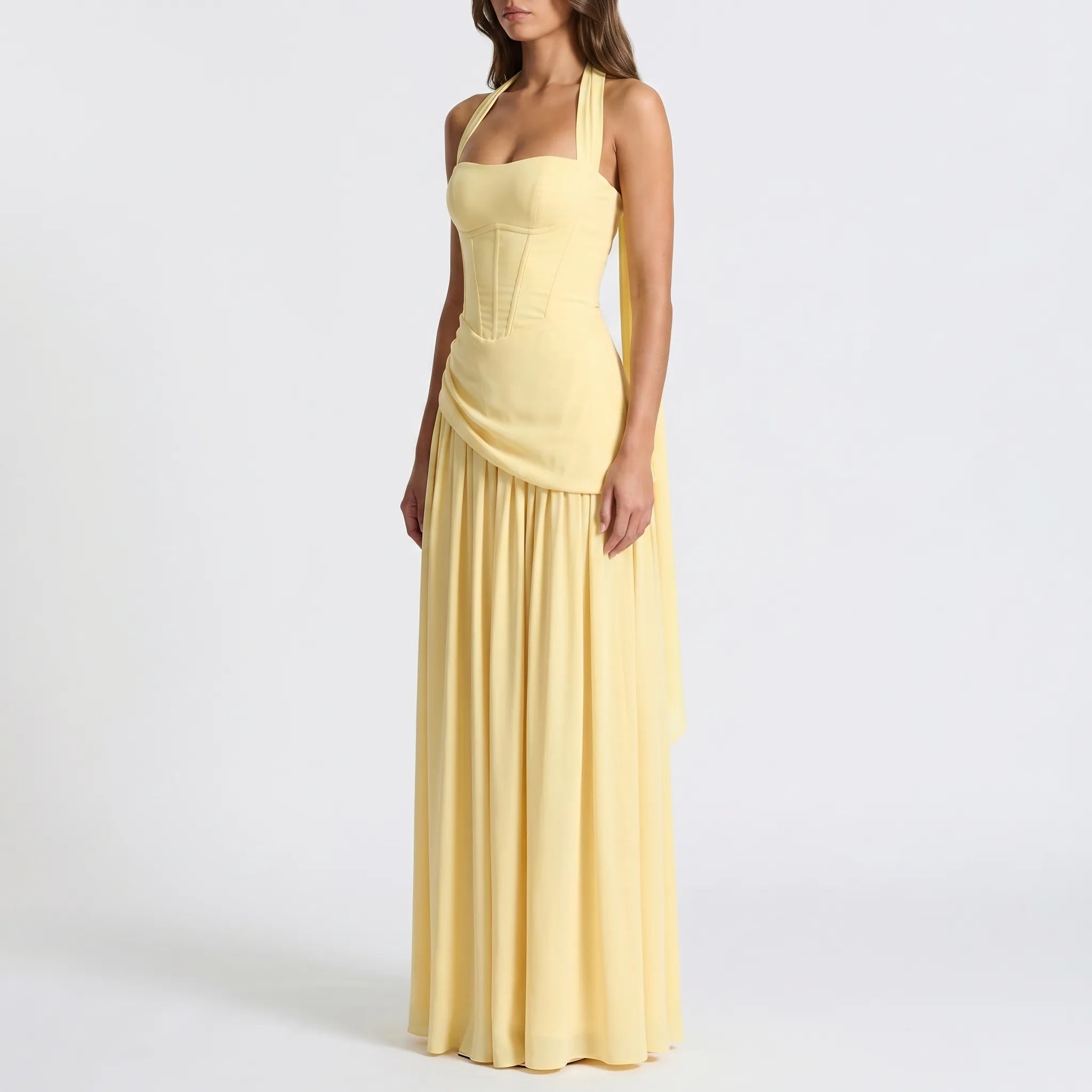 Strapless High-Low Maxi Dress