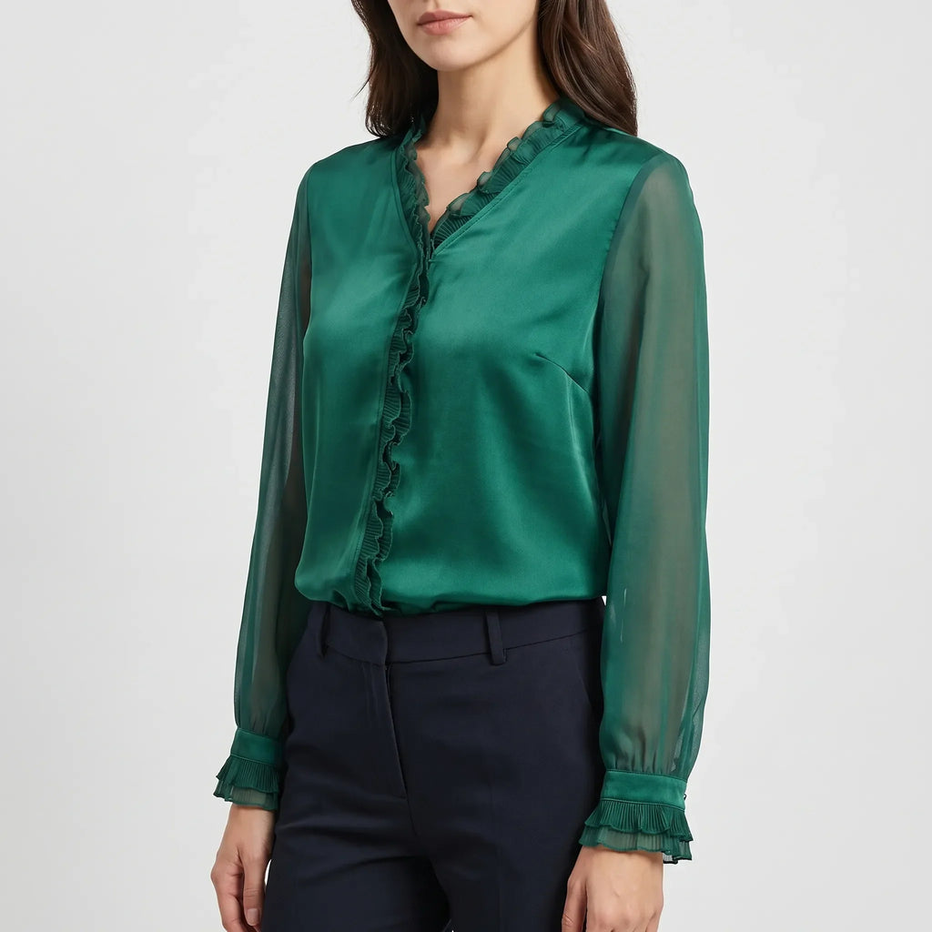 Satin Ruffle Blouse