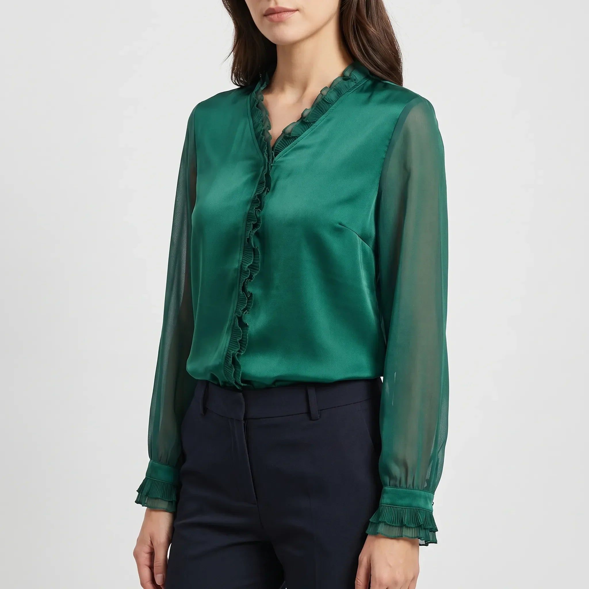 Satin Ruffle Blouse
