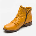 Ruched Leather Ankle Boots