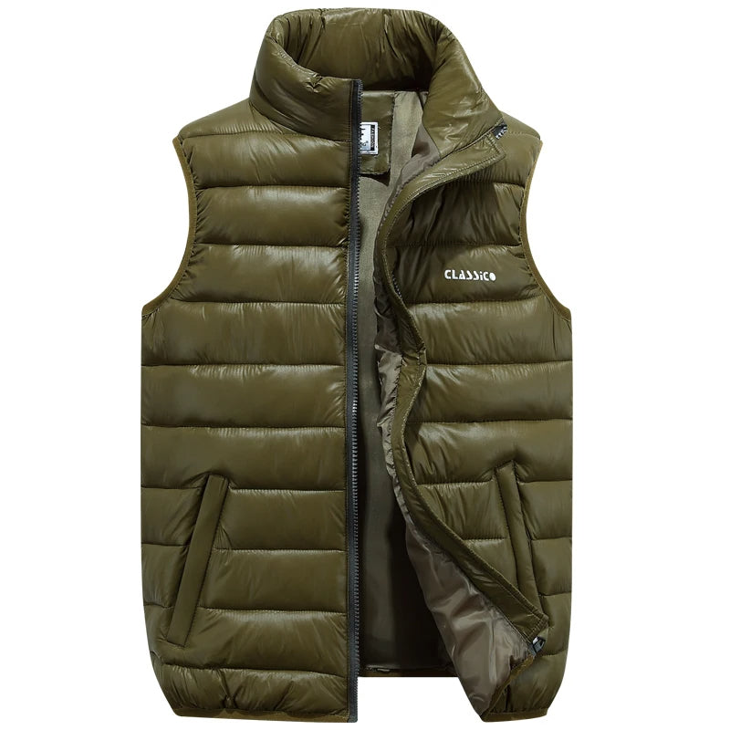 Men's Insulated Sleeveless Vest with Full Zip Front - Wine Red