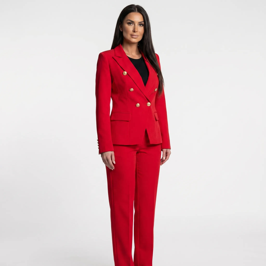 Women's Tailored Blazer and Pants 2 Piece Suit Set