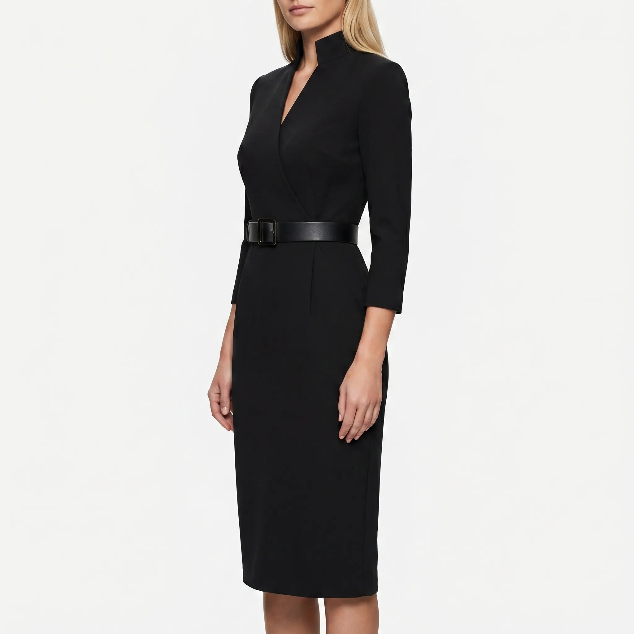 Belted Sheath Midi Dress