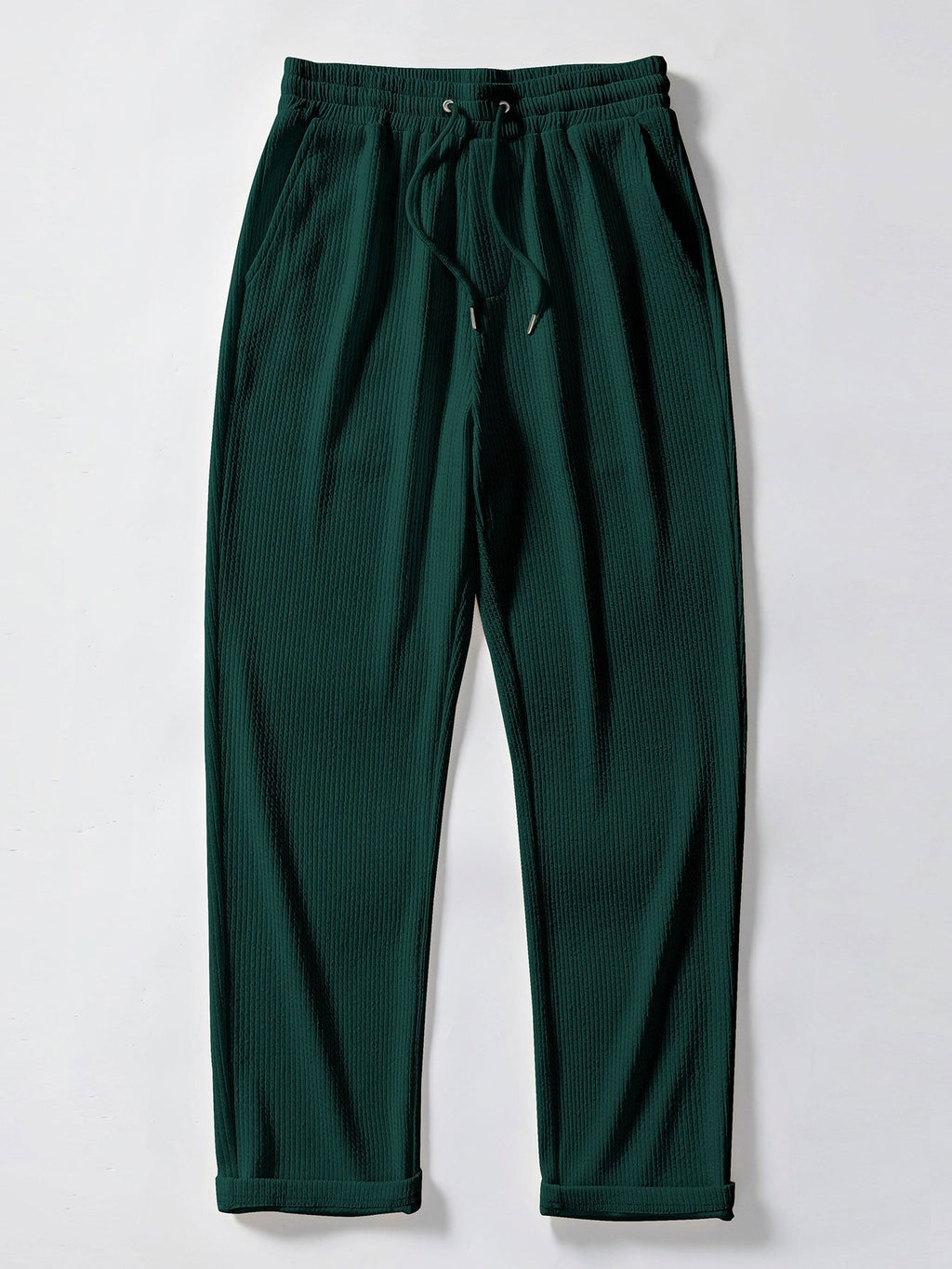 Men's Ribbed Stand-Collar Shirt and Trousers Set