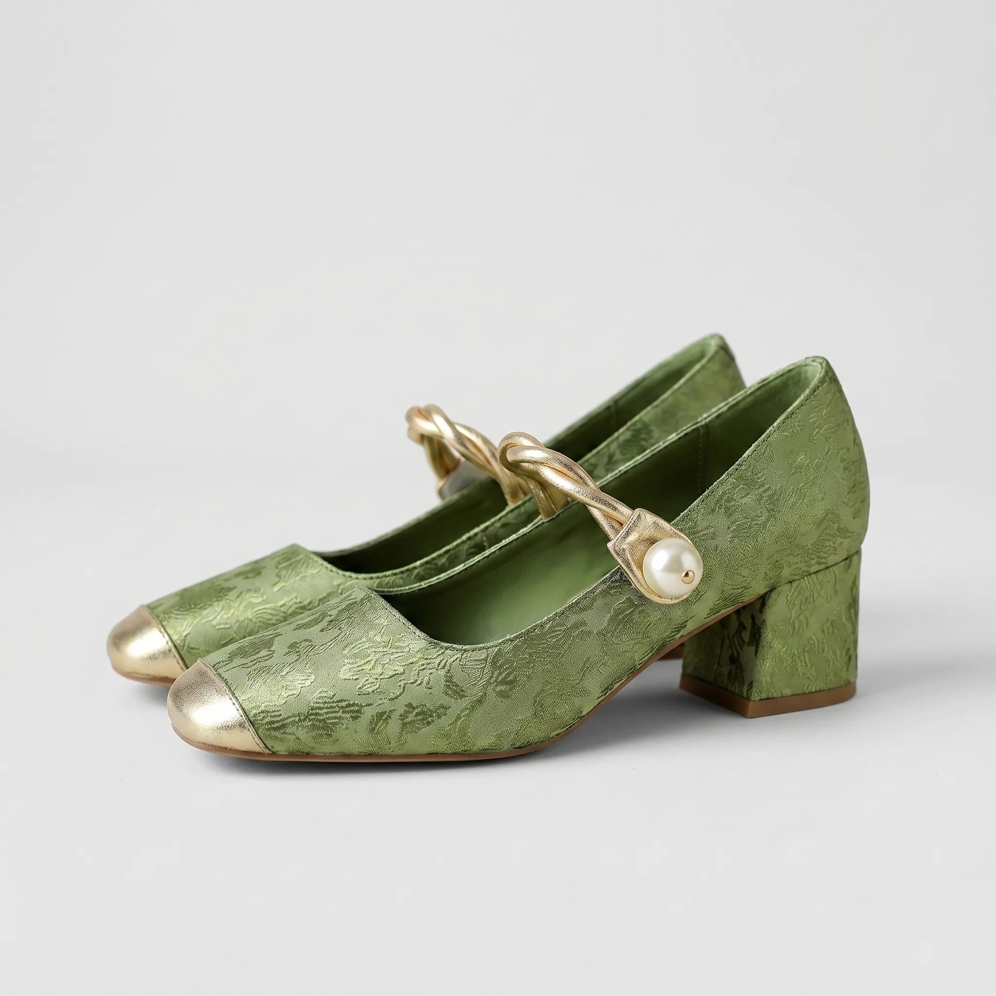 Pearl Strap Block Heels