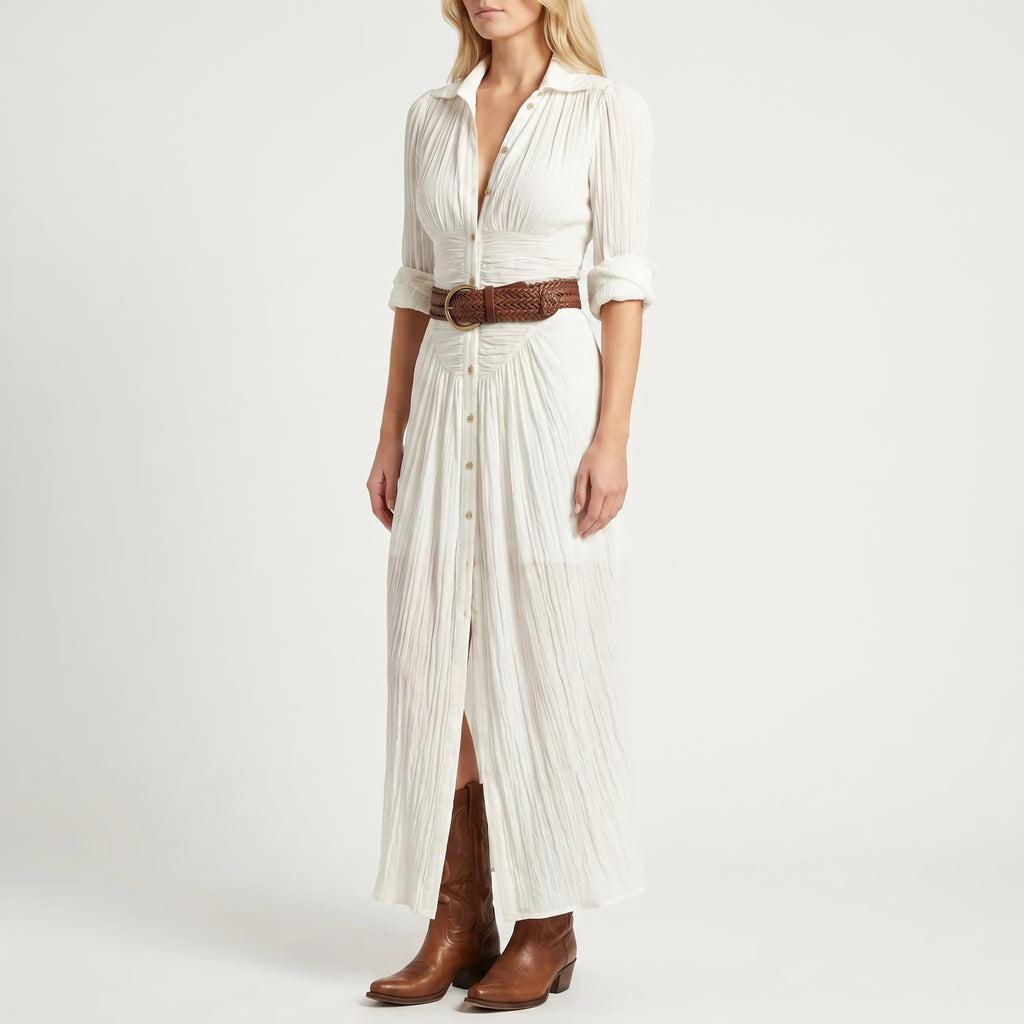 Women's Maxi Shirt Dress - Button Down Boho for Summer