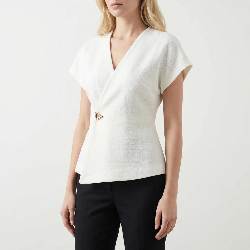 Gold Clasp Wrap Blouse