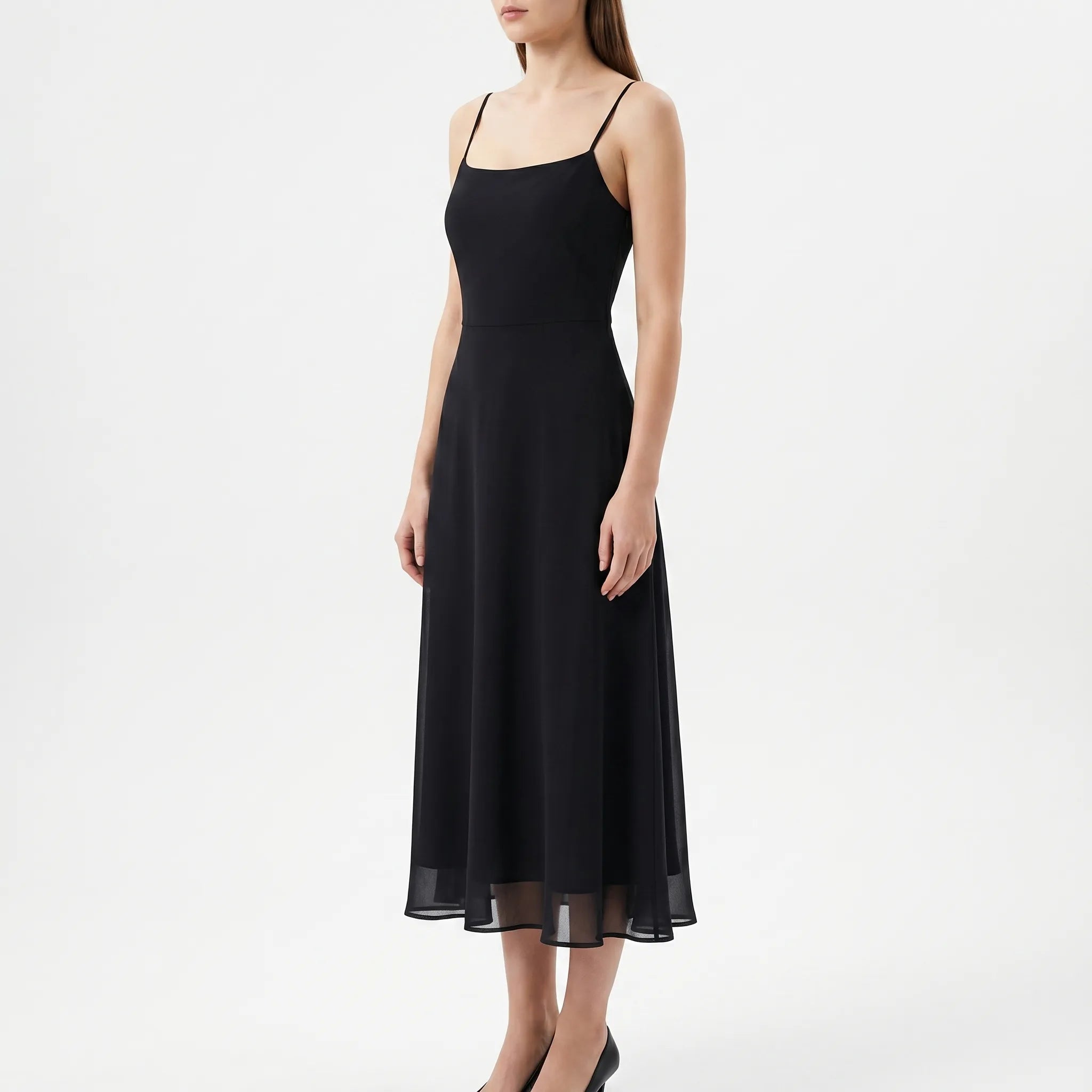 Women's Square Neck Midi Dress - Elegant A Line for Evening